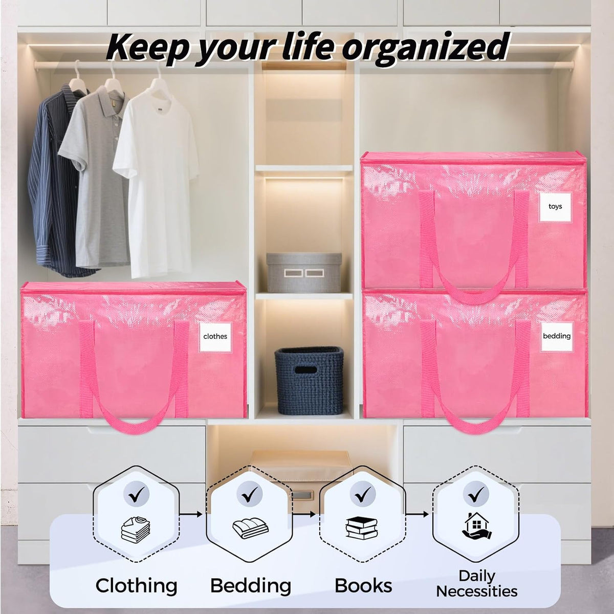 ukeetap Extra Large Clothes Storage Bins with Lids, Clear