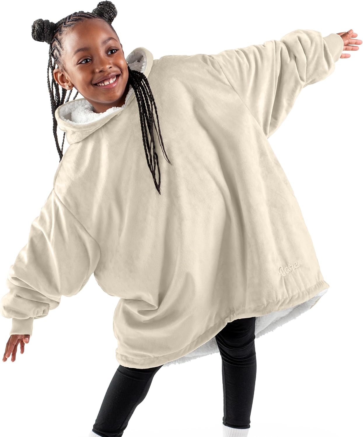 Bare Home Wearable Blanket Hoodie - Soft Plush Sherpa - Warm and Cozy - Oversized Wearable Blanket