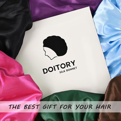 Satin Silk Bonnet for Sleeping, Double Layer Silk Sleep Cap for Men & Women, Soft Satin Lined Bonnet for Curly Hair