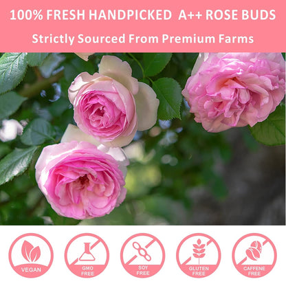 Goofoo French Dried Rose Buds, Natural Edible Flower Tea Loose Leaf 2.8 Oz