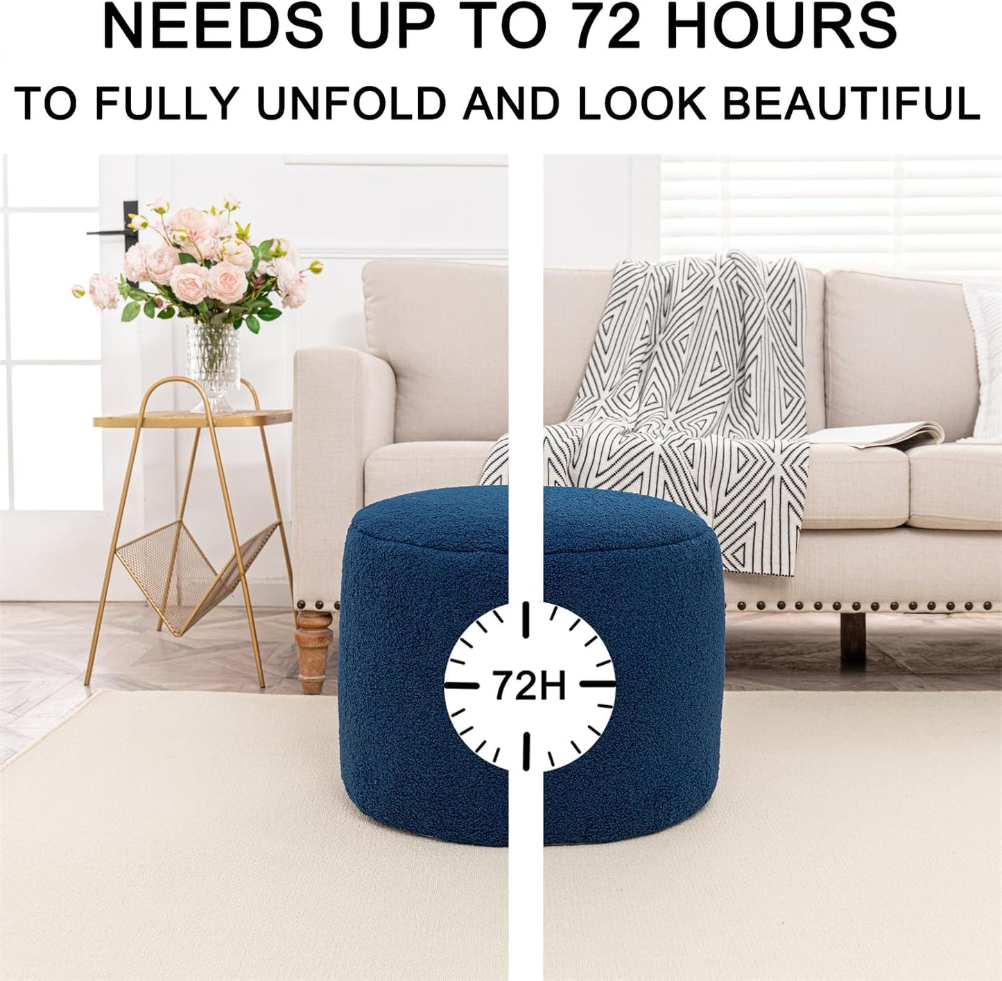 Round Pouf Ottoman 20 x 20 x 14 Inches Boho Poof Home Decor Floor Pouffe Ottoman Foot Rest for Couch Sofa Bean Bag Chairs Living Room Bedroom (Green)