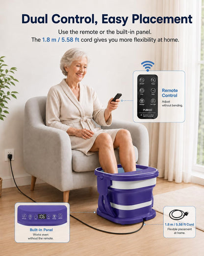 Puboo Collapsible Foot Spa Bath Massager with Heat, Precise Temp Control