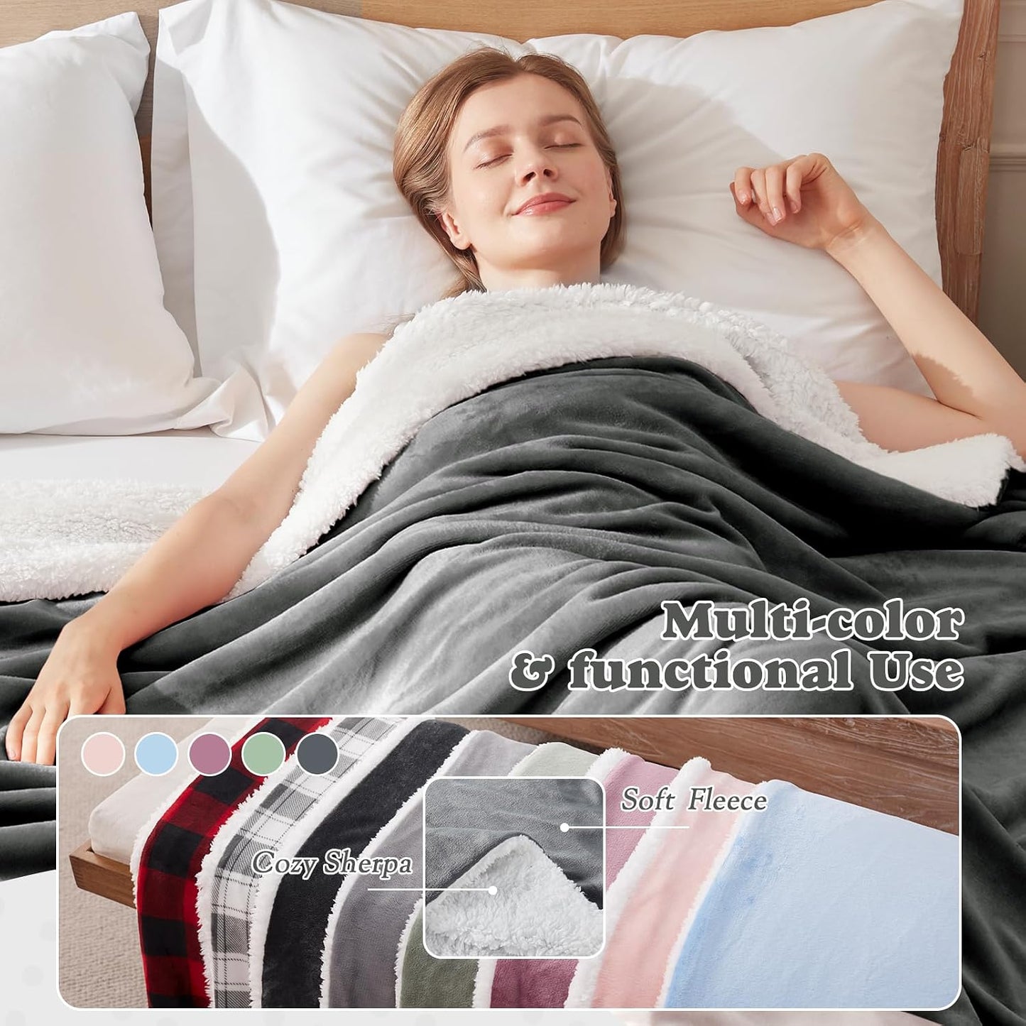 Heated Throw Blanket - Fast Heating 3D Jacquard Electric Heated Blanket, Cozy Heating Blanket with 6 Heating Settings & 4 Hours Auto-Off, Machine Washable, 50"x60", London Grey