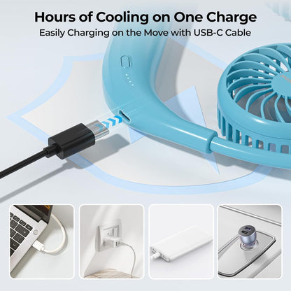 AMACOOL Portable Neck Fan, Lightweight Wearable with Hands-Free Comfort