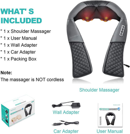 Medcursor Neck Massager with Heat - Deep Tissue Pain Relief, Rechargeable Shiatsu Neck and Shoulder Massager, Ideal Choice for Men, Women, Mom & Dad