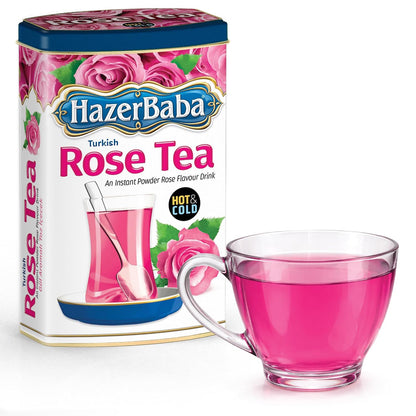 HazerBaba Turkish Rose Tea Powder, Instant Drink 8.8oz (Pack of 1), Kosher