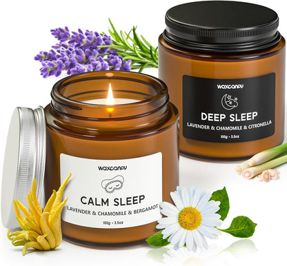 Scented Candle Gift Set, Soy Candles for Women, Sleep Candles for Home Scented, 2 Pack Aromatherapy Candle for Relaxing, Sleep, Stress Relief & Home Decor