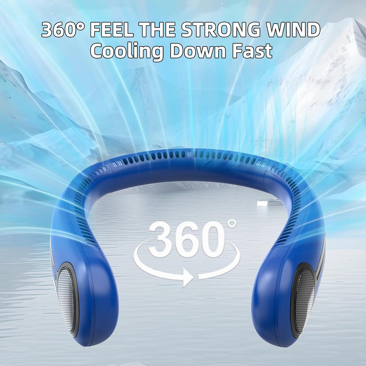 Portable Neck Fan, Personal Wearable Bladeless Fan, 6000mAh USB Rechargeable, 360° Airflow, LED Display, 4-Speeds, Hands Free Fan for Outdoor Indoor, Birthday Gifts for Men Women Dad Mom (Black)