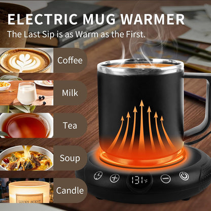 Coffee Mug Warmer, Valentines Day Gifts for Her Wife Girlfriend Daughter Him, Electric Cup Warmer for Desk, Candle Warmer Plate 8-Temp Setting & 1-12H Timer, Birthday Gifts for Women Men