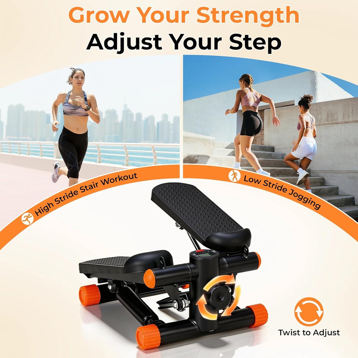 NEWBULIG Mini Stepper for Exercise at Home Stair Step Machine for Indoor Fitness Portable Home Gym Stepper for Full Body Workout 300lb Weight Capacity