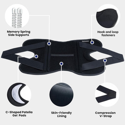 Galvaran Knee Brace for Men & Women - ACL, MCL, Meniscus Tear Support & Arthritis Pain Relief - Stabilizing Knee Braces Support with Side Stabilizers & Patella Gel Pad