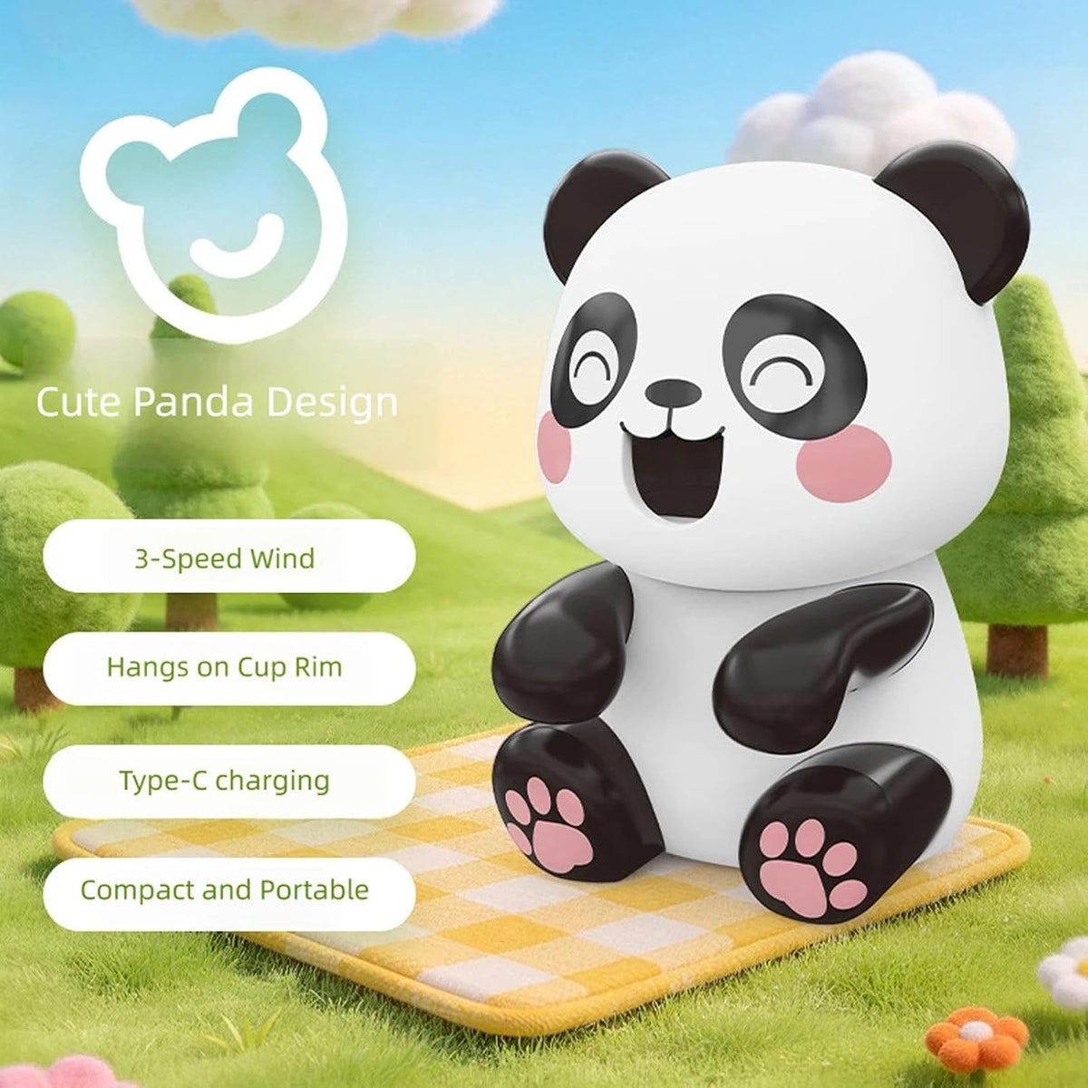 Portable Dining Meal Cooling Fan, Panda