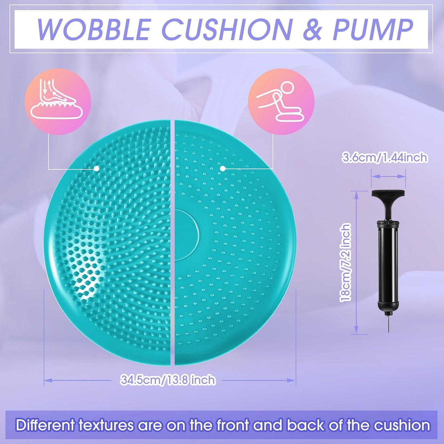 8 Pcs Balance Disc Set with Hand Pump, Wobble Cushion, 3 Balance Pods & 4 Spiky Massage Balls, for Sensory child, Balancing Training, Physical Recovery, Exercise, Adults, Dogs
