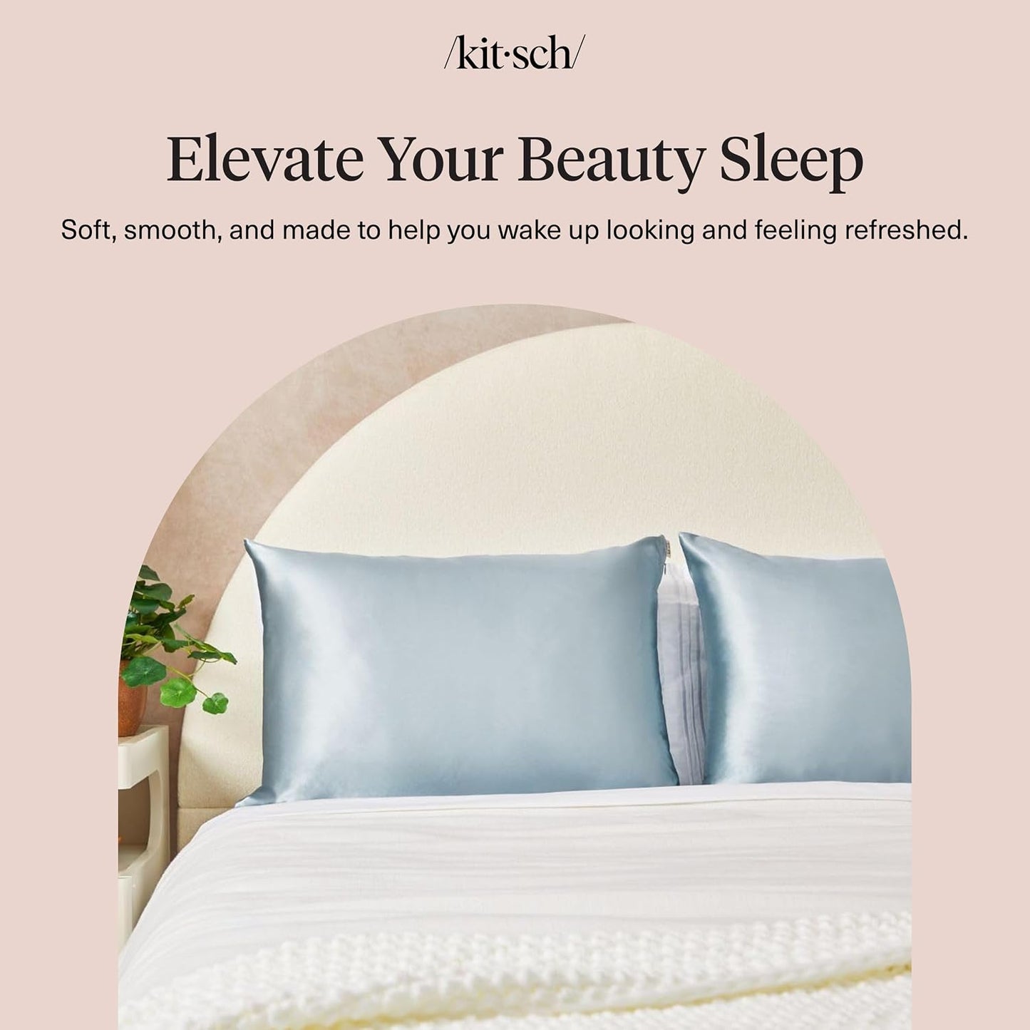 Kitsch Satin Pillowcase with Zipper for Hair & Skin - Softer Than Silk Pillow Cases, Smooth Cooling Satin Pillow Case, Wrinkle-Free, Machine Washable - Pillow Cases Standard Size (19x26) - Blush