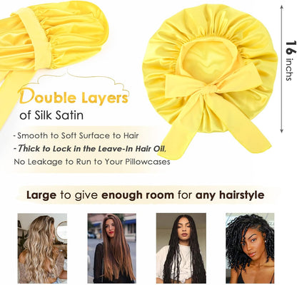 YANIBEST Adjustable Satin Bonnet for Sleeping Women Double Layer Hair Wrap Reduce Friction Prevent Frizz Natural Curly Hair