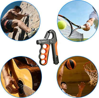 Hand Gripper Strengthener, 11-220LBs Adjustable Resistance Grip Strength Trainer with Counter, Forearm Exerciser for Injury Recovery and Muscle Building