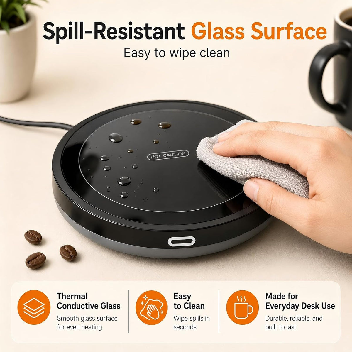 BESTINNKITS White Smart Coffee Auto On/Off Gravity-Induction Mug Office Desk Use, Candle Wax Cup Warmer Heating Plate (Up to 131F/55C)
