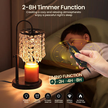 Candle Warmer Lamp with Timer Dimmer and 3 Bulbs, Lamp Candle Warmer with Marble Base,Wax Melt Warmer for Jar Candles, Birthday Gifts for Women Mom, House Warming Gifts New Home Decor (RGB-Black)