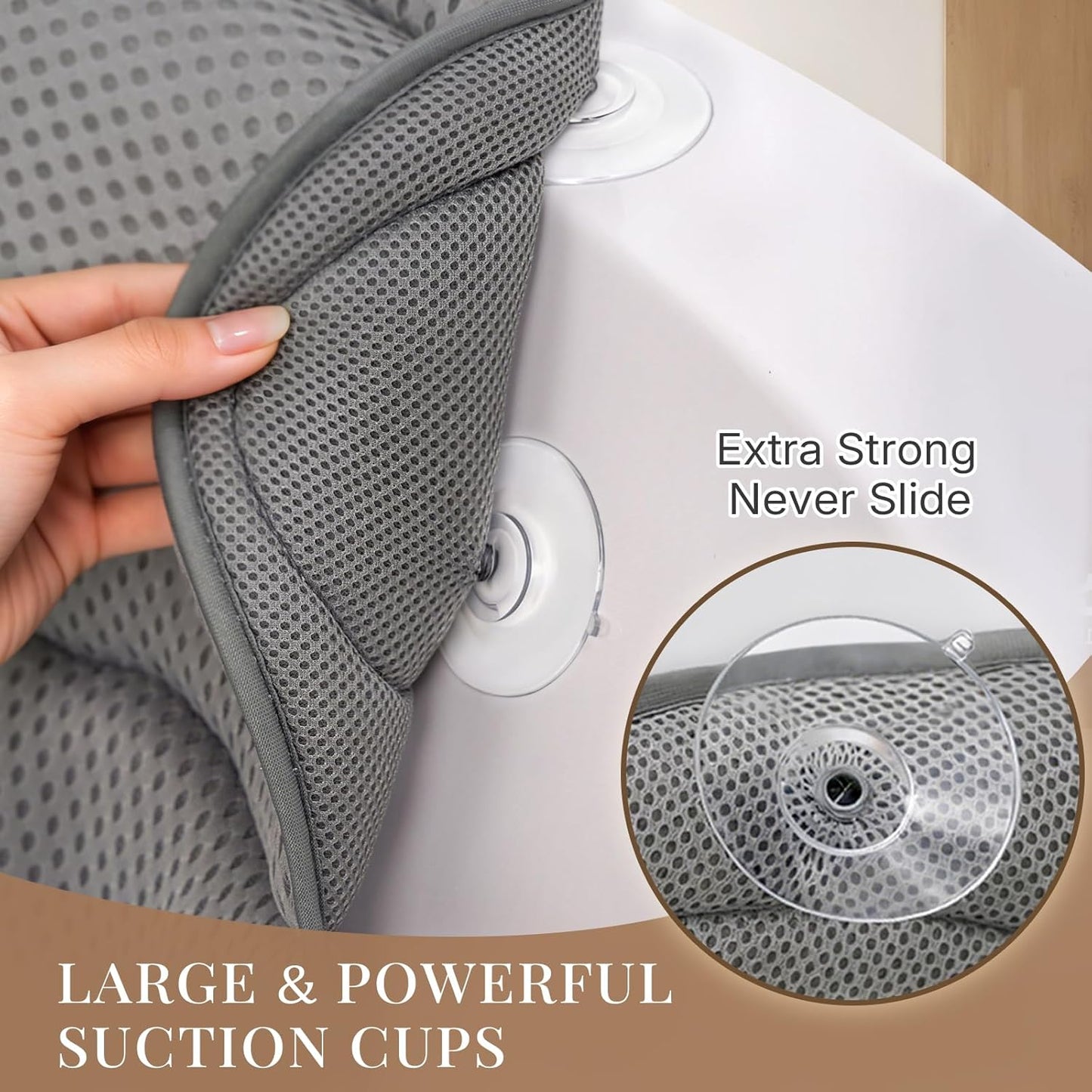 Bath Pillow Bathtub Pillow, Luxury Bath Pillows for Tub Neck and Back Support, Bath Tub Pillow Headrest with Soft 4D Mesh Fabric and Non-Slip Suction Cups, Relaxing Bath Accessories Spa Gifts