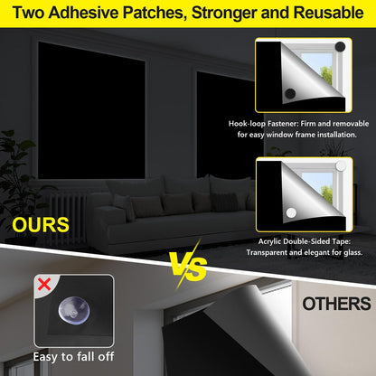 FADOTY 100% Blackout Curtains, 57"x 118" Portable Black Out Window Cover