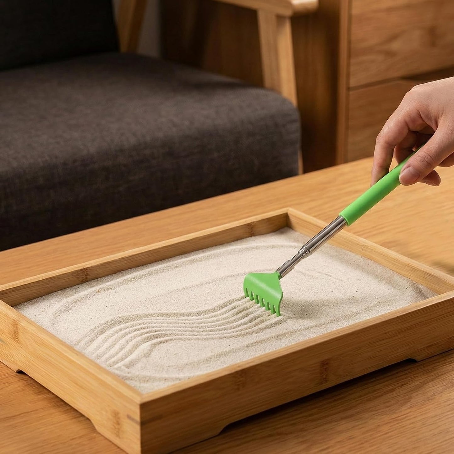 2Pcs Mini Zen Garden Rake Tools, Sand Rake Feng Shui Decoration Miniature Tabletop Rock Sand Zen Garden Accessories for Home Office, DIY Sand Zen Garden Tools Small Rakes for Desktop Decoration