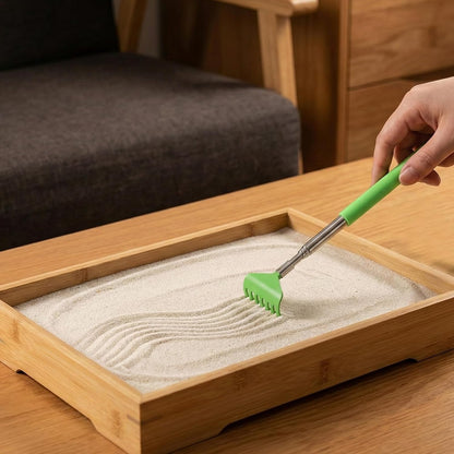 2Pcs Mini Zen Garden Rake Tools, Sand Rake Feng Shui Decoration Miniature Tabletop Rock Sand Zen Garden Accessories for Home Office, DIY Sand Zen Garden Tools Small Rakes for Desktop Decoration