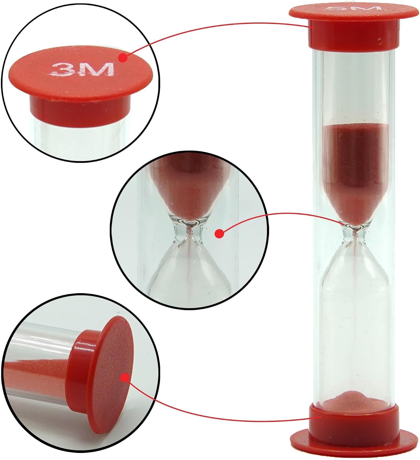 Sand Timer for Kids Set of 3 Small Colorful Hourglass Acrylic Covered Clock 1Min 2Min 5Min for Classroom, Home & Kids Room