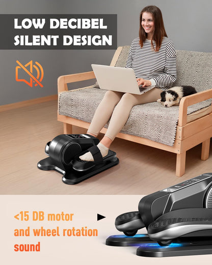 Yagud Under Desk Machine, Electric Elliptical Leg Exerciser for Senior, 13 Adjustable Speeds Quiet and Portable Seated Pedal Exerciser for Training with Remote Control