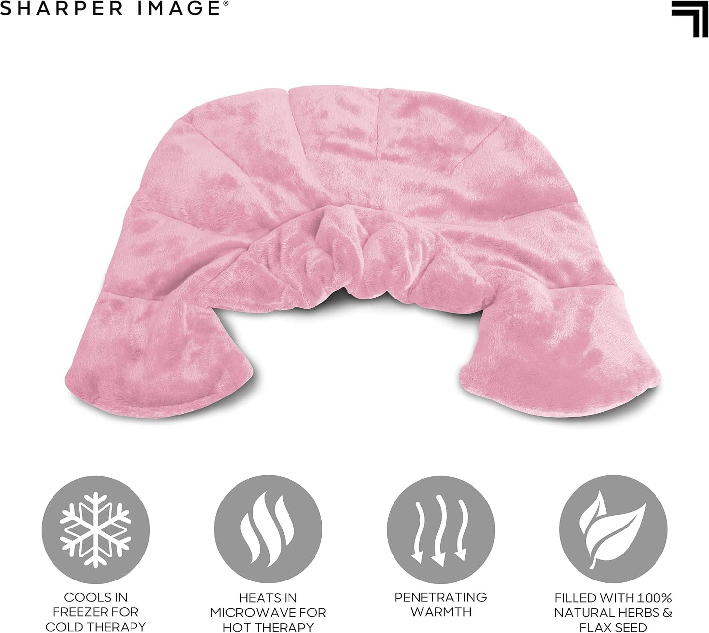 Sharper Image Heated Neck & Shoulder Wrap - Microwavable Warm & Cooling Plush Pad, Scented Aromatherapy (100% Natural Lavender & Herb Spa Blend), Pain Tension Headache Relief Therapy, Gift for Women
