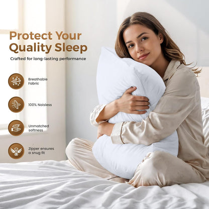 Utopia Bedding 4 Pack Pillow Protectors with Zipper Queen Size, Soft Brushed Microfiber Fabric Pillow Cases, Shrinkage and Fade Resistant Pillow Covers (White)