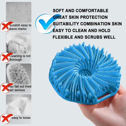 Silicone Body Scrubber – Dual-Sided Silicone Loofah for Shower, Set of 2 Soft Exfoliating Body Bath Shower Scrubber Loofah Brush Easy-to-Clean for Sensitive Kids Women Men All Kinds of Skin