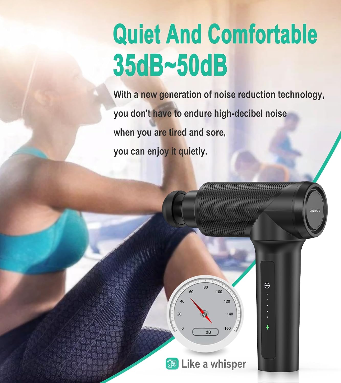 Medcursor Massage Gun - High Intensity Brushless Motor, Handheld Percussion Deep Tissue Massager with 6 Massage Heads for Sore Muscle and Stiffness, Valentines Day Gifts (Gray)