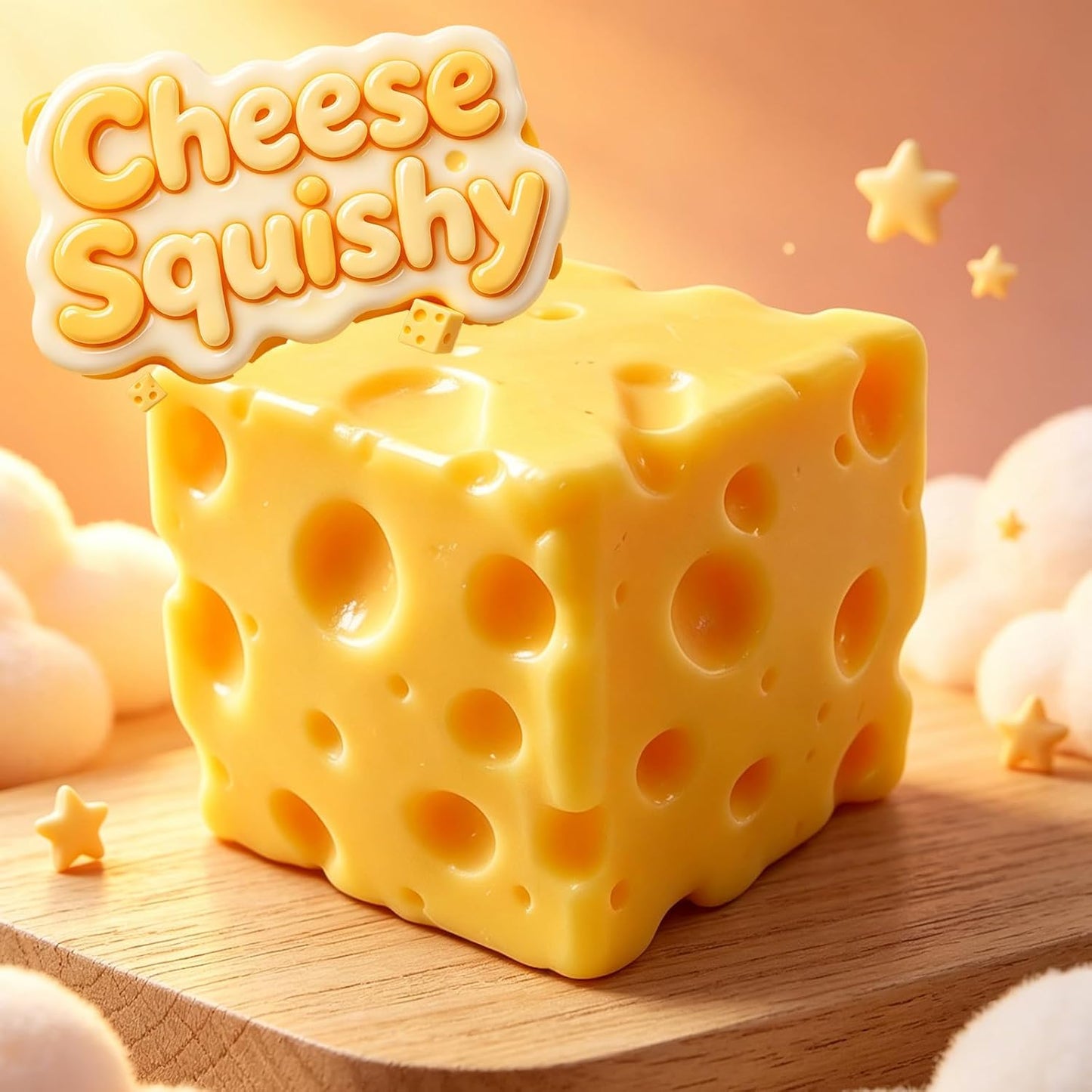 Cheese Squishy Stress Relief Original Sensory Food Squishy Stress Relief Fidget Toy Stress Balls for Adults (Yellow-1PC)