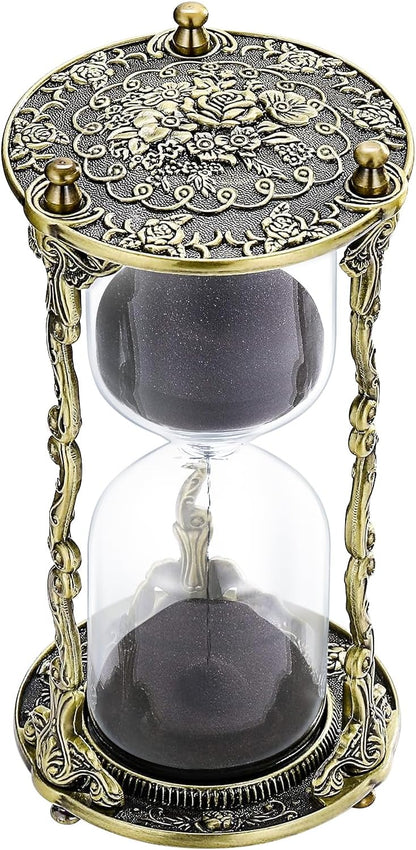 SuLiao Hourglass Sand Timer 60 Minute, 60 Min Mandala Rose Engraving Brass Gold Sand Clock,Antique Reloj De Arena 1 Hora, One Hour Glass Sandglass for Gift Home Office Desk Decor