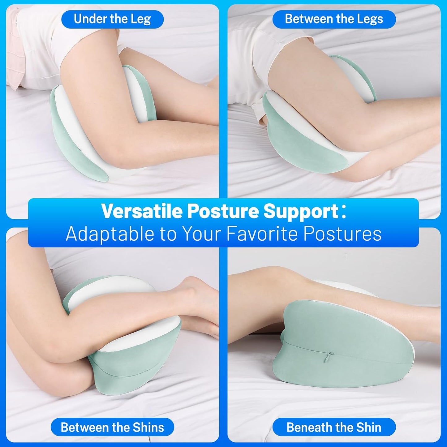 Knee Pillow for Side Sleepers, Leg Pillow with Cooling Cover, Memory Foam Body Pillow for Side Sleeping, Heart-Shape Cushion for Hip, Back & Sciatica Pain Relief, Grey