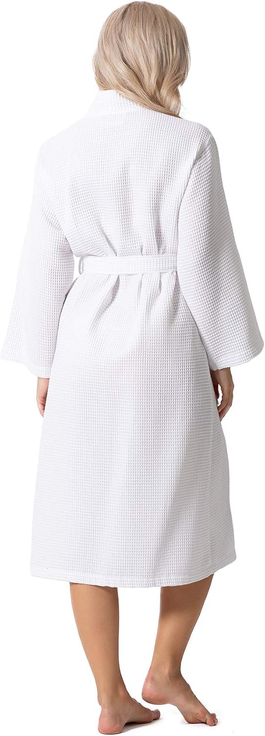 Turkish Linen Waffle Knit Lightweight Kimono Spa & Bath Robes for Women - Quick Dry - Soft