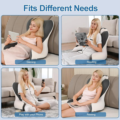Reading Pillow for Bed, 22”H Back Pillow for Sitting Up,Bed Chair Pillows with Lumbar Rest & Neck Support,Backrest Cushion with Arms for Reclining,Gaming,Resting,Watching TV in Couch or Floor