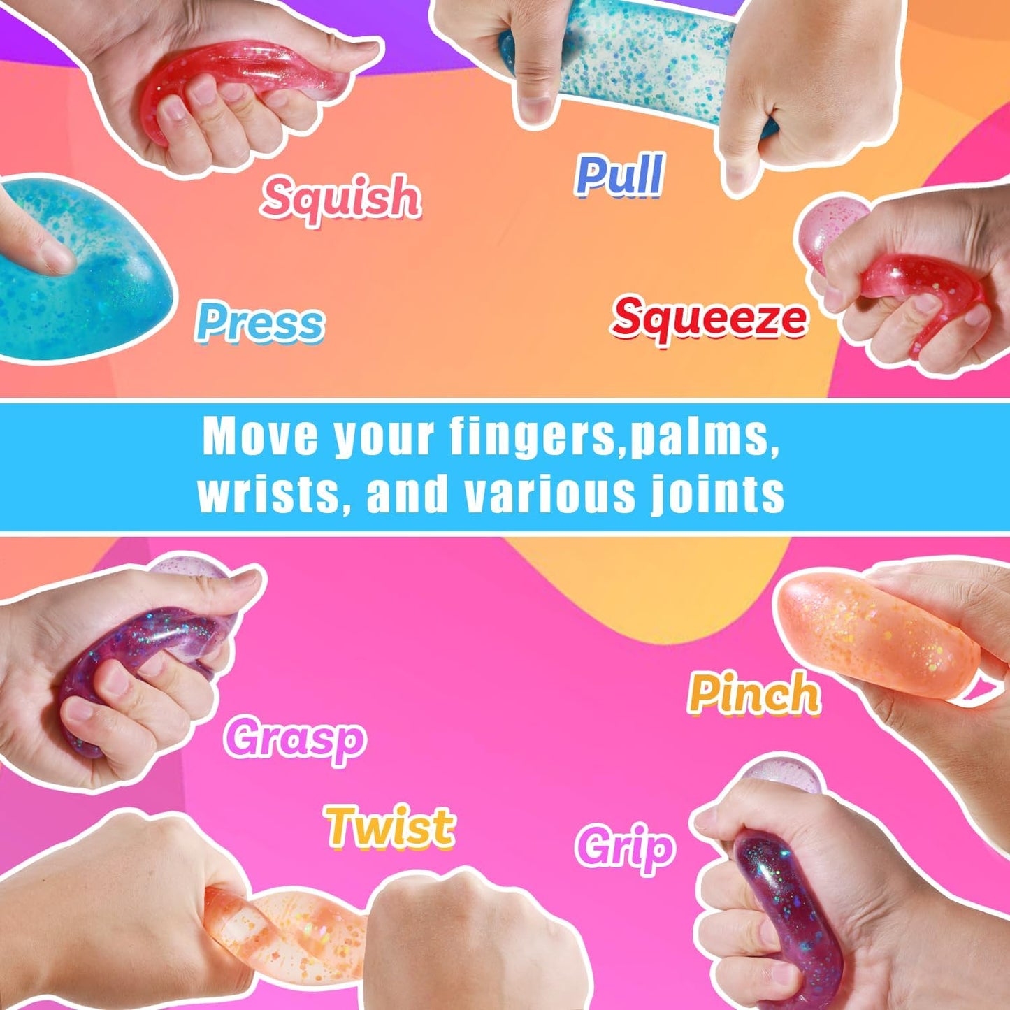 Fidget Toys Stress Balls for Kids & Adults - Changes Color in The Sun - Malt Sugar Squishy Fidget Toys - Slow Rise Gel Ball - Stretchy Squeeze Stress Relief Balls for Anxiety