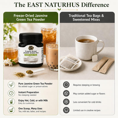 EAST NATURHUS Jasmine Tea Powder Instant Freeze-Dried, No Sugar 71Servings