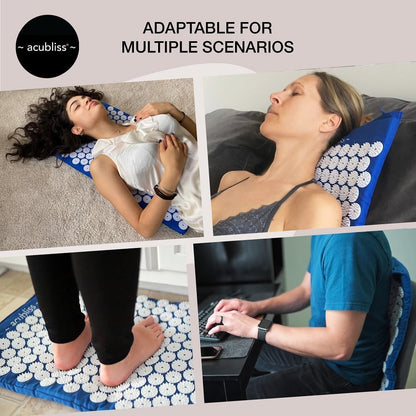 Premium Acupressure Mat, 8,358 Acupuncture Pressure Points for Back Pain Relief, Increased Energy, Relaxation with Drawstring Bag, 26x16x1", Blue
