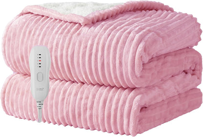 Texciting Heated Blanket Electric Blanket Throw 50''X60''-Heating Throw with 9 Heat Settings-2-10 Hours Auto Off,ETL Certified,Machine Washable (Green)