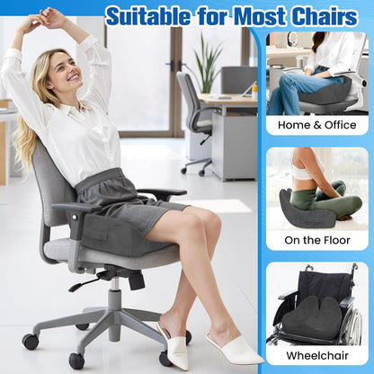 Seat Cushion, Chair Cushions for Office Chairs/Desk Seats/Wheelchair - Hip&Sciatica&Tailbone Pain Relief Memory Foam Office Chair Cushion for Long Sitting Office Workers, Black