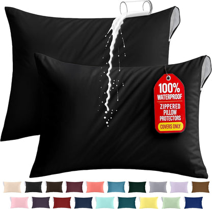 Utopia Bedding Premium 100% Waterproof Pillow Protectors with Zipper Standard Size (Set of 4), Bed Bug and Dust Mite Proof Zippered Pillow Covers, Pillow Encasement Cases, Gray