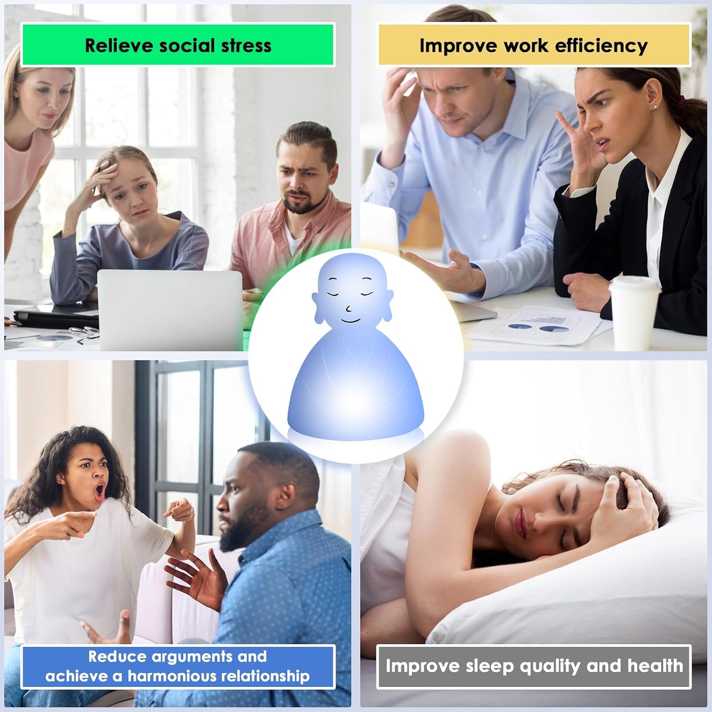 Breathing Lamp Guided Visual Meditation Tool for Mindfulness,Anxiety Relief&Calm Your Mind for Stress&Visual Relaxation and Restful Sleep,478 Seconds Breathing Rate Change 3 Colors,Gift for Kids