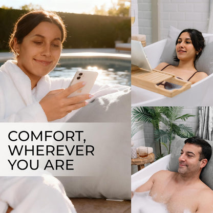Luxury Bath Pillow for Tub - Thick and Comfortable Bathtub Pillow Support for Head and Neck and Back - Washable Quick-Drying Bath Pillows - Bath Cushion for Home Spa - Fits Any Bathtub - Light Gray