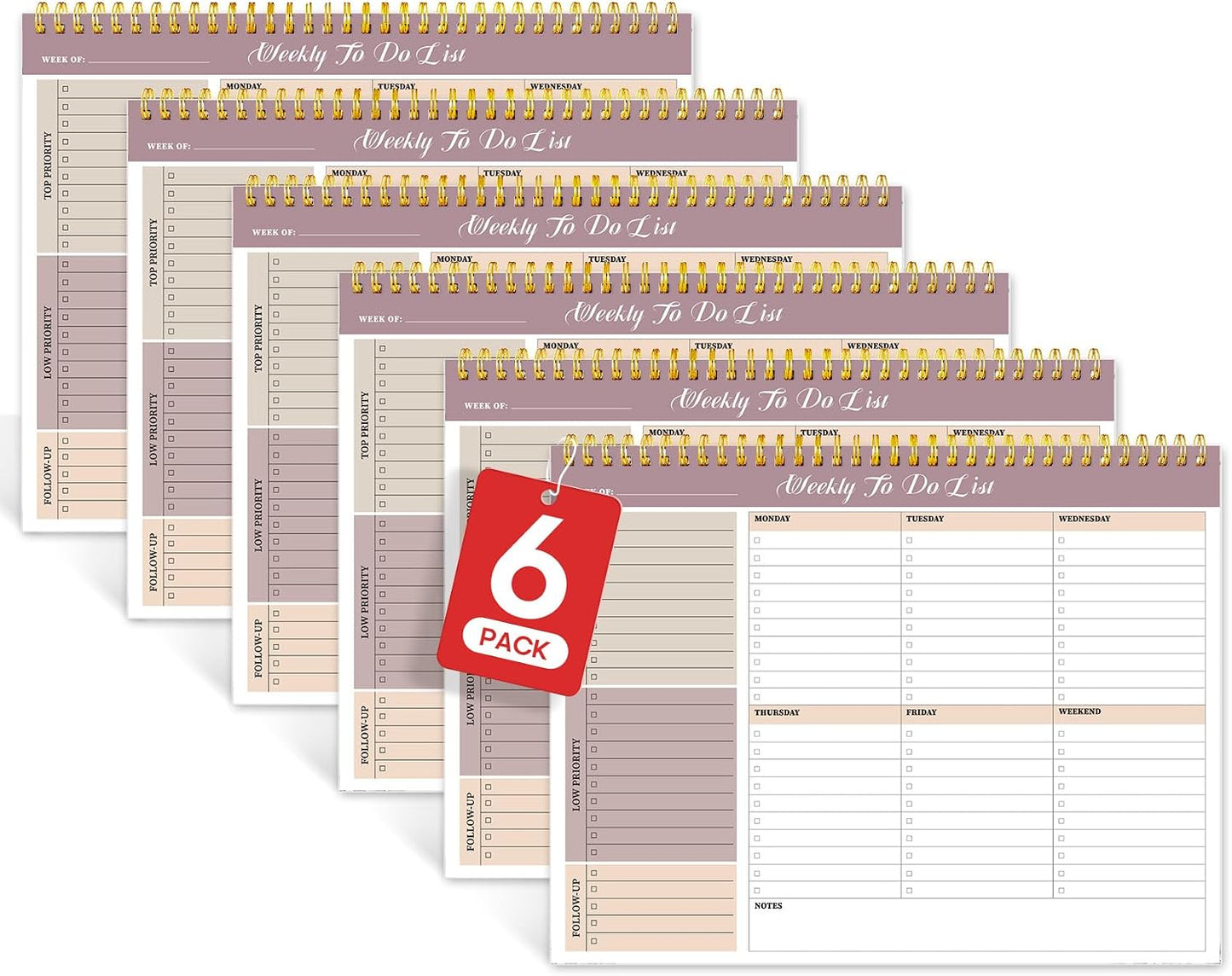 Weekly To Do List Notepad with 52 Undated Sheets（8.5"×11"）- Undated Weekly Planner Notepad for Office Desk Accessories and Supplies - Sunshine Petal