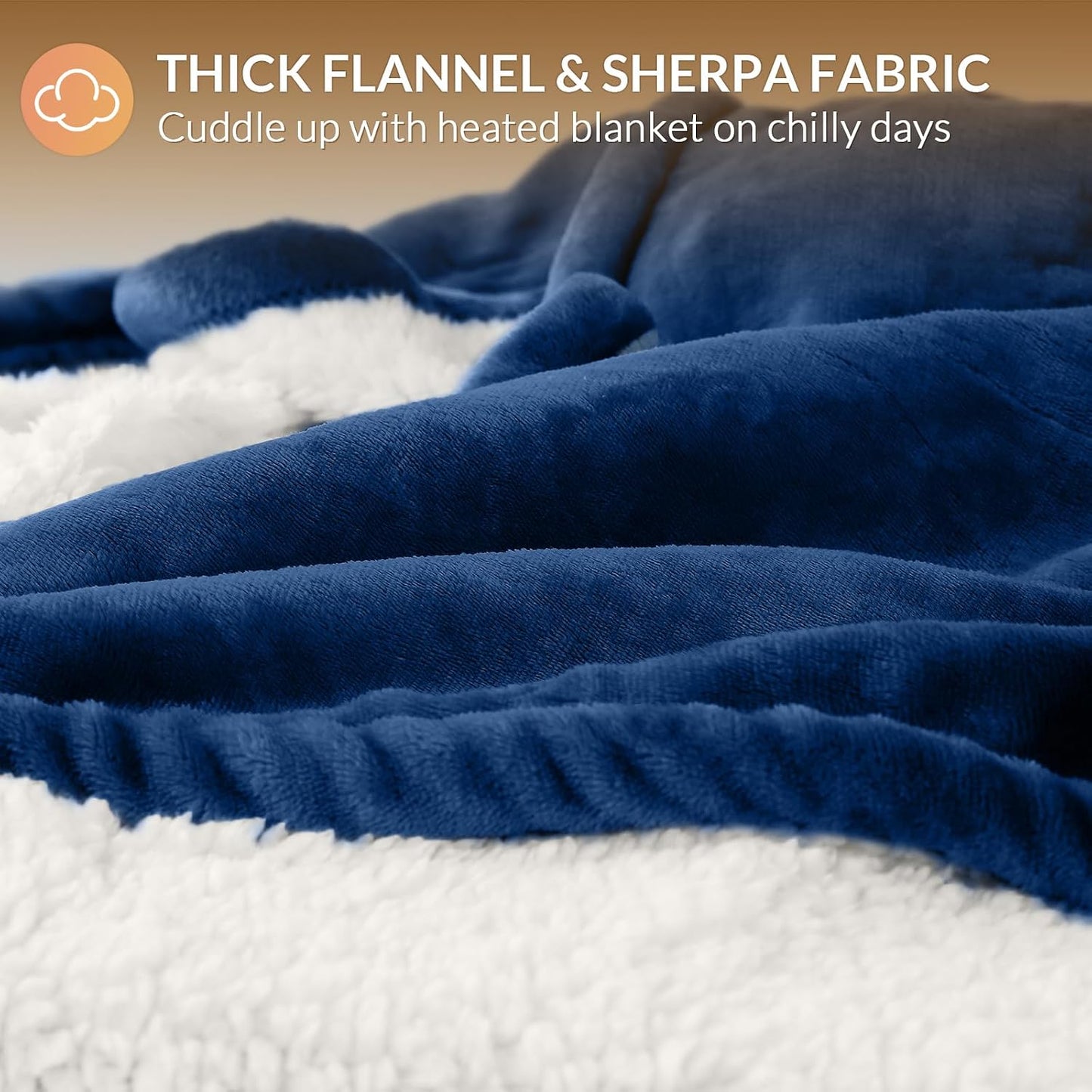 HOMLYNS LuxeHeat Heated Blanket Electric Blanket, Soft Flannel Sherpa Heated Throw, Heating Blanket with 5 Heat Settings, 3 hrs Timer Auto Shut Off (50x60 inches, Purple), Only for 120V Voltage Use