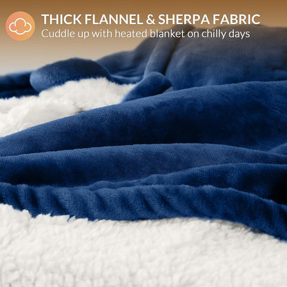 HOMLYNS LuxeHeat Heated Blanket Electric Blanket, Soft Flannel Sherpa Heated Throw, Heating Blanket with 5 Heat Settings, 3 hrs Timer Auto Shut Off (50x60 inches, Purple), Only for 120V Voltage Use