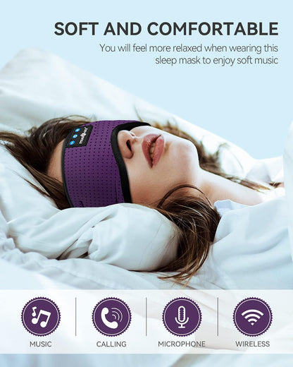 MUSICOZY Sleep Headphones Bluetooth 5.4 Headband Sleeping Eye Mask for Mom Women Men Wireless Music Earbuds Earphones for Side Sleepers Built-in HD Speakers Cool Gadgets Unique Gifts