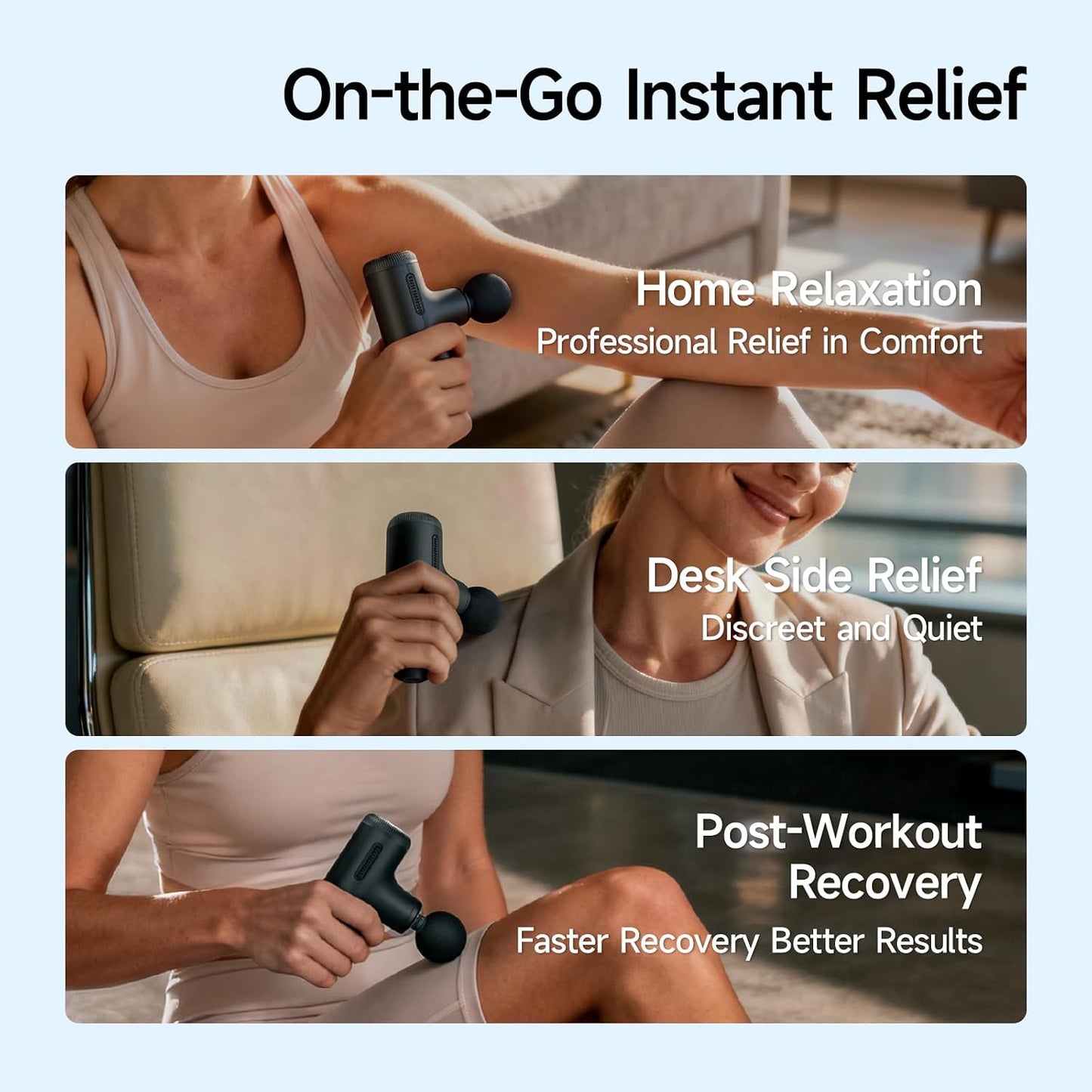 HEYCHY Super Mini Massage Gun Deep Tissue, Handheld Muscle Massager with 4 Heads, Percussion Travel Size Massager Gun FSA Eligible for Men Women Back Relief, Quiet for Home, Gym, Office, HSA, Black